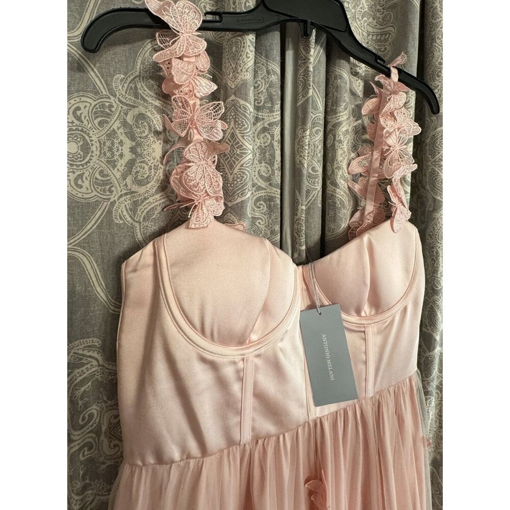 Antonio Melani Mely Satin Embroidered Tulle Dress 3D Butterflies Size 12 - Picture 10 of 14